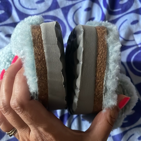 Birkenstock Free People Papillio Sandals Womens US 7 Sherpa Big Buckle Blue - Picture 11 of 13